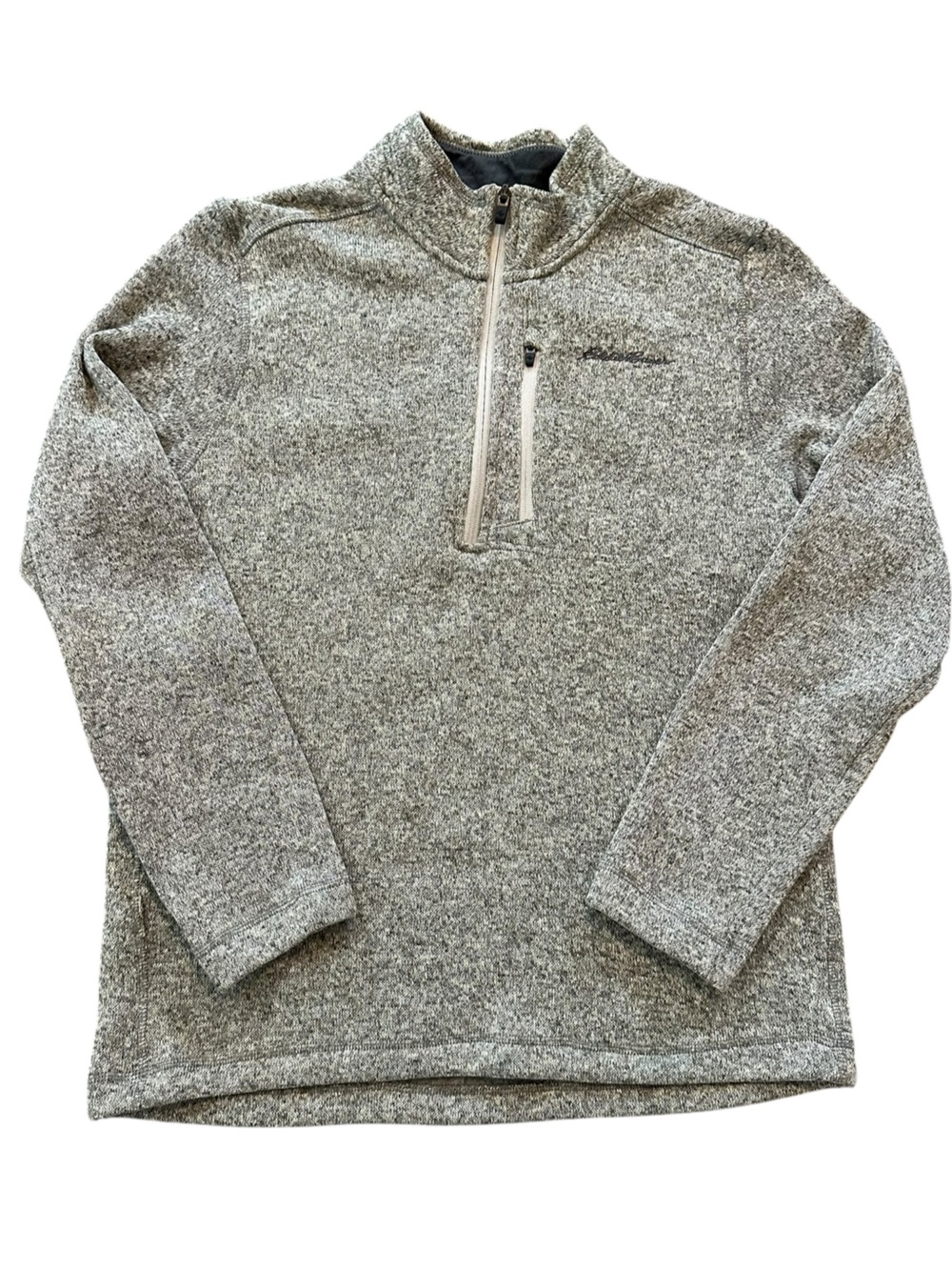 EDDIE BAUER oatmeal men’s 1/4 zip fleece lined pullover size Medium